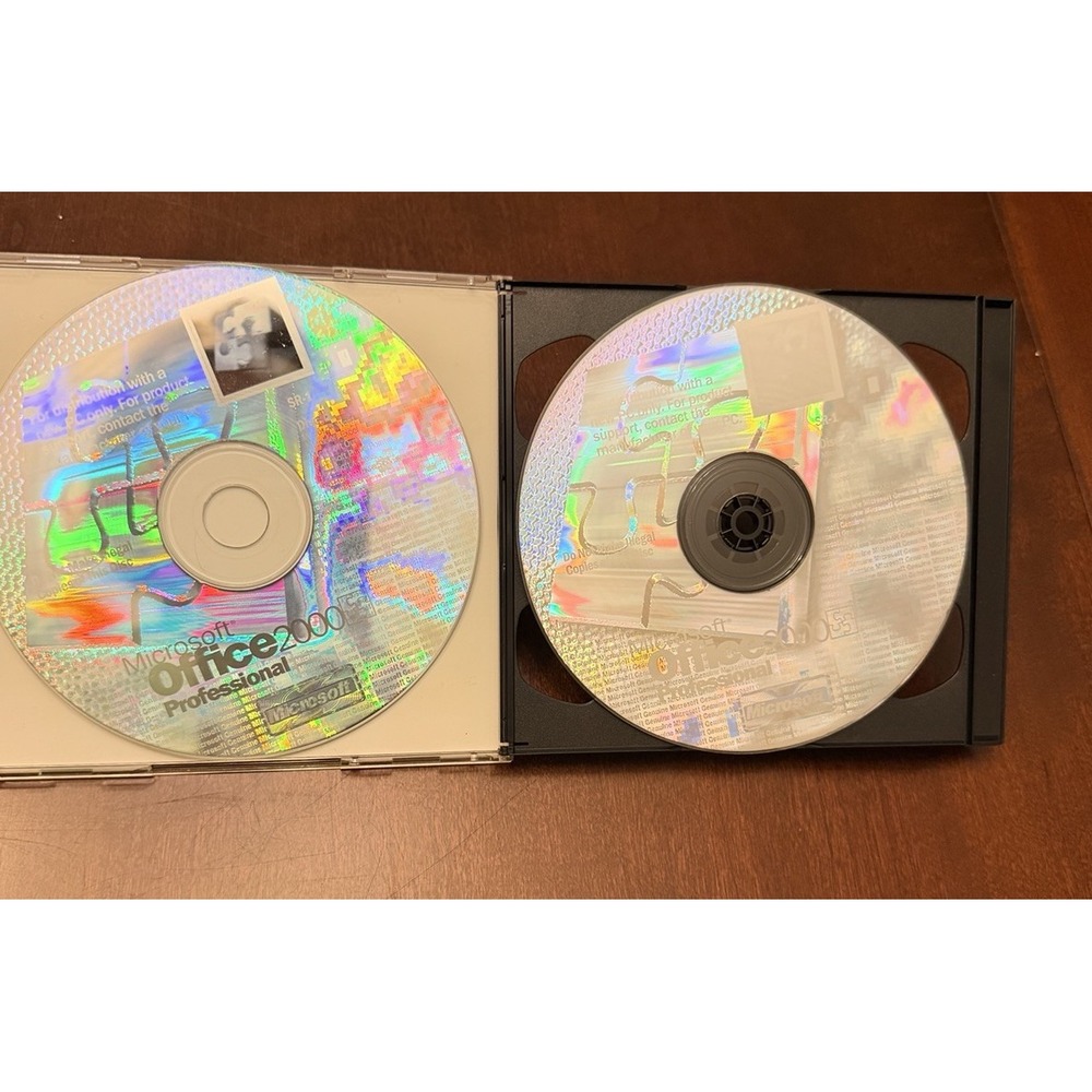 Microsoft Office 2000 Professional Vintage PC Software 2 Discs With CD Key Used